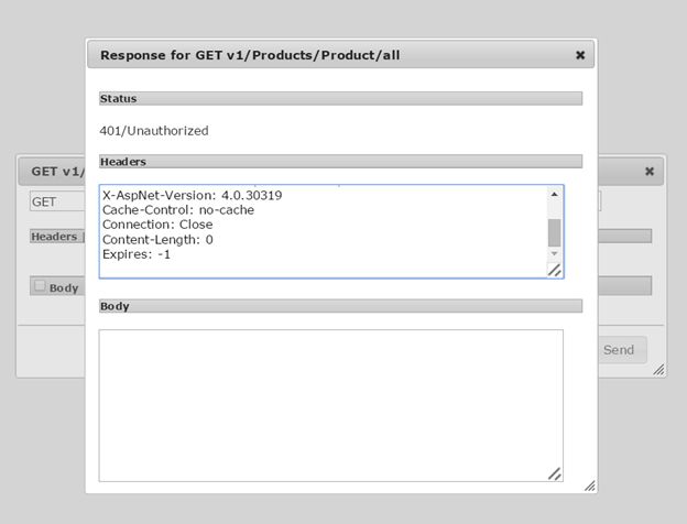 response of Unauthorized